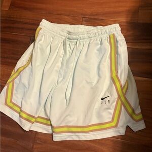 Nike Dri-FIT Athletic Shorts Women’s Medium Cream Neon Trim (0571)